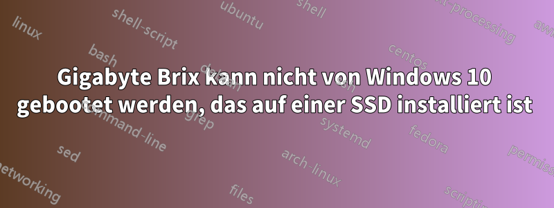 Gigabyte Brix kann nicht von Windows 10 gebootet werden, das auf einer SSD installiert ist