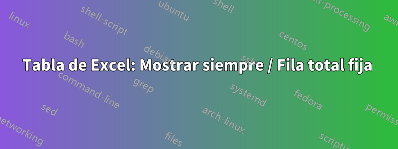 Tabla de Excel: Mostrar siempre / Fila total fija