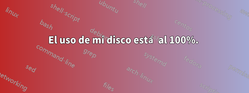 El uso de mi disco está al 100%.