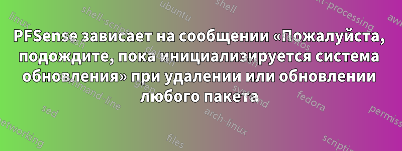 PFSense зависает на сообщении «Пожалуйста, подождите, пока инициализируется система обновления» при удалении или обновлении любого пакета