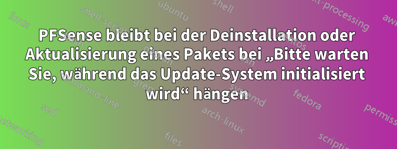 PFSense bleibt bei der Deinstallation oder Aktualisierung eines Pakets bei „Bitte warten Sie, während das Update-System initialisiert wird“ hängen