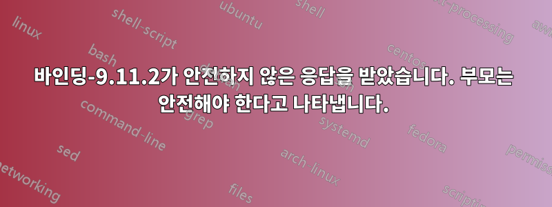 바인딩-9.11.2가 안전하지 않은 응답을 받았습니다. 부모는 안전해야 한다고 나타냅니다.