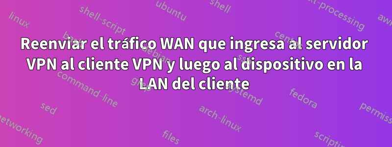 Reenviar el tráfico WAN que ingresa al servidor VPN al cliente VPN y luego al dispositivo en la LAN del cliente