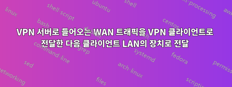 VPN 서버로 들어오는 WAN 트래픽을 VPN 클라이언트로 전달한 다음 클라이언트 LAN의 장치로 전달