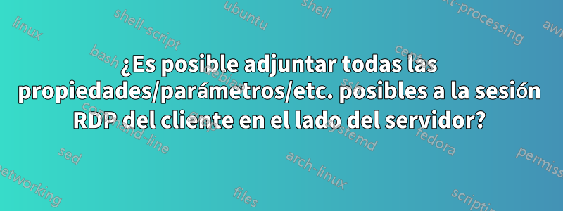 ¿Es posible adjuntar todas las propiedades/parámetros/etc. posibles a la sesión RDP del cliente en el lado del servidor?