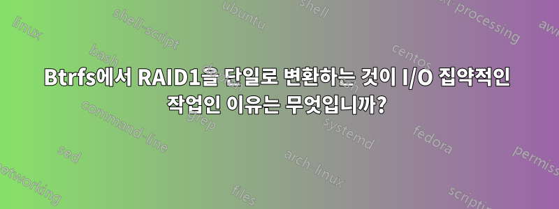 Btrfs에서 RAID1을 단일로 변환하는 것이 I/O 집약적인 작업인 이유는 무엇입니까?