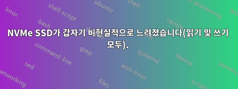 NVMe SSD가 갑자기 비현실적으로 느려졌습니다(읽기 및 쓰기 모두).