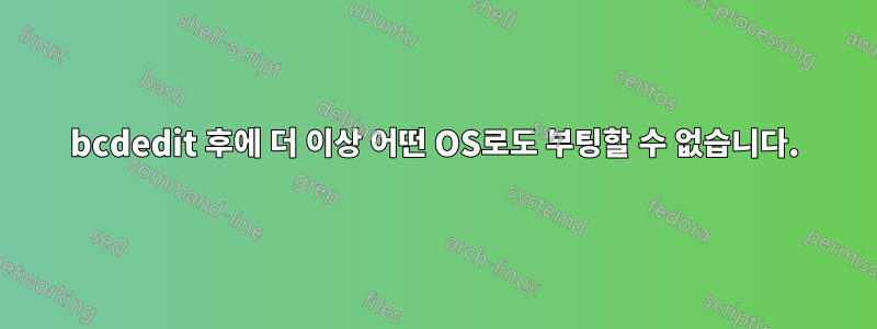 bcdedit 후에 더 이상 어떤 OS로도 부팅할 수 없습니다.