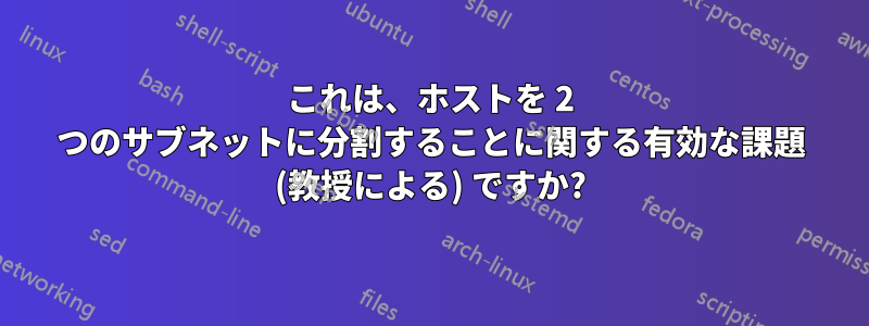 これは、ホストを 2 つのサブネットに分割することに関する有効な課題 (教授による) ですか?