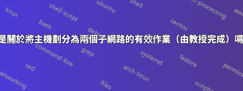 這是關於將主機劃分為兩個子網路的有效作業（由教授完成）嗎？
