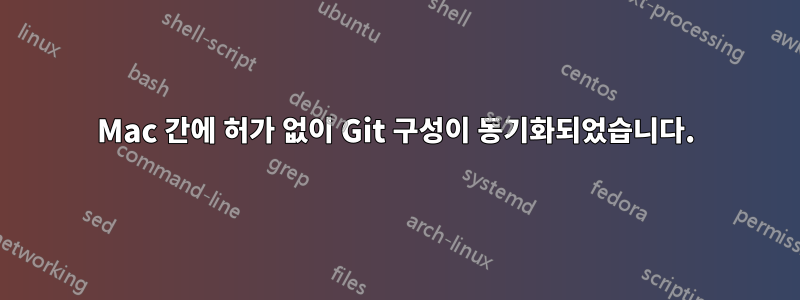 Mac 간에 허가 없이 Git 구성이 동기화되었습니다.