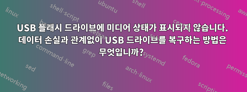 USB 플래시 드라이브에 미디어 상태가 표시되지 않습니다. 데이터 손실과 관계없이 USB 드라이브를 복구하는 방법은 무엇입니까? 