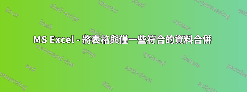 MS Excel - 將表格與僅一些符合的資料合併