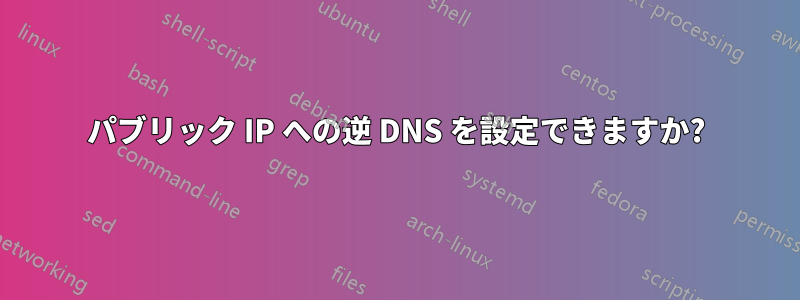 パブリック IP への逆 DNS を設定できますか?