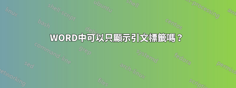 WORD中可以只顯示引文標籤嗎？