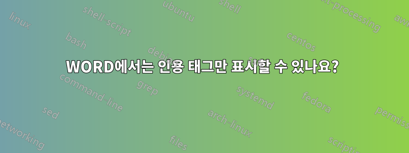WORD에서는 인용 태그만 표시할 수 있나요?