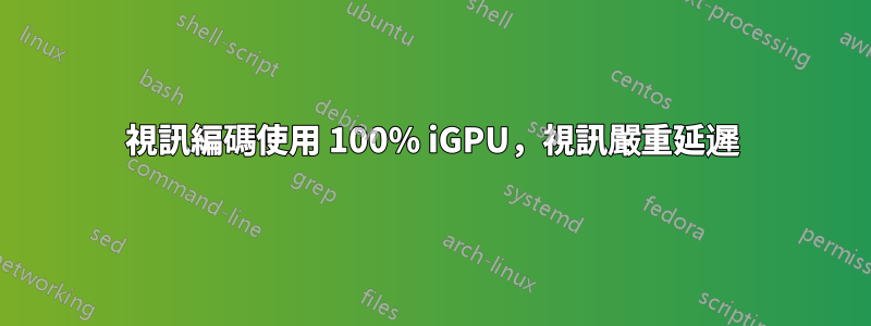 視訊編碼使用 100% iGPU,視訊嚴重延遲