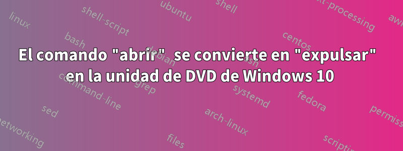 El comando "abrir" se convierte en "expulsar" en la unidad de DVD de Windows 10