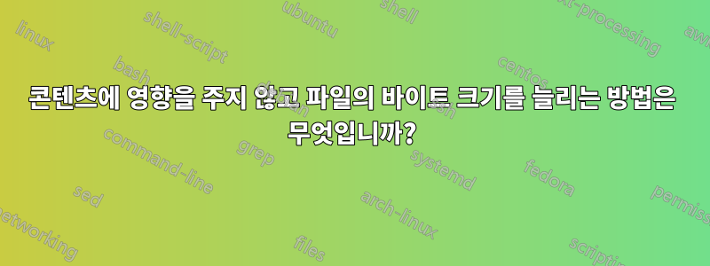 콘텐츠에 영향을 주지 않고 파일의 바이트 크기를 늘리는 방법은 무엇입니까?
