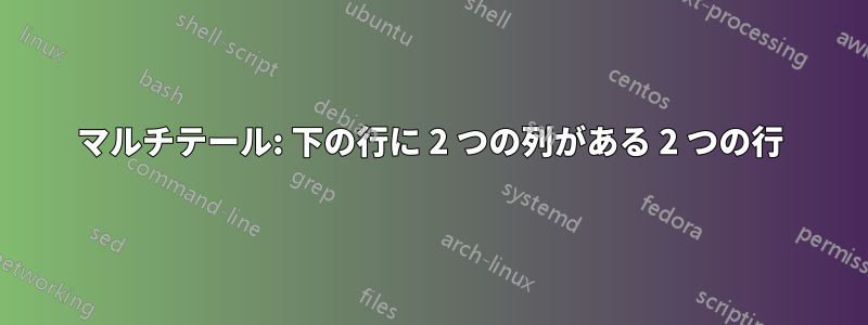 マルチテール: 下の行に 2 つの列がある 2 つの行