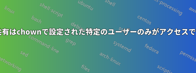 Samba共有はchownで設定された特定のユーザーのみがアクセスできます。