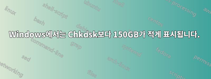 Windows에서는 Chkdsk보다 150GB가 적게 표시됩니다.