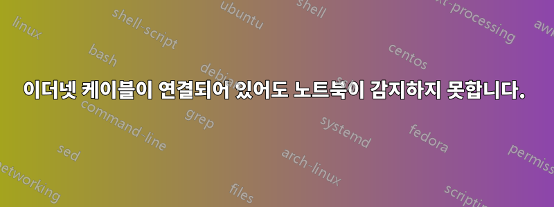 이더넷 케이블이 연결되어 있어도 노트북이 감지하지 못합니다.