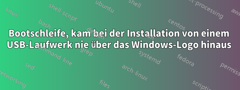 Bootschleife, kam bei der Installation von einem USB-Laufwerk nie über das Windows-Logo hinaus