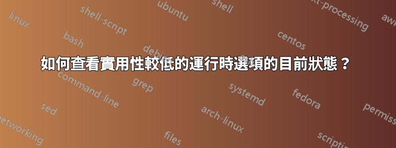 如何查看實用性較低的運行時選項的目前狀態？