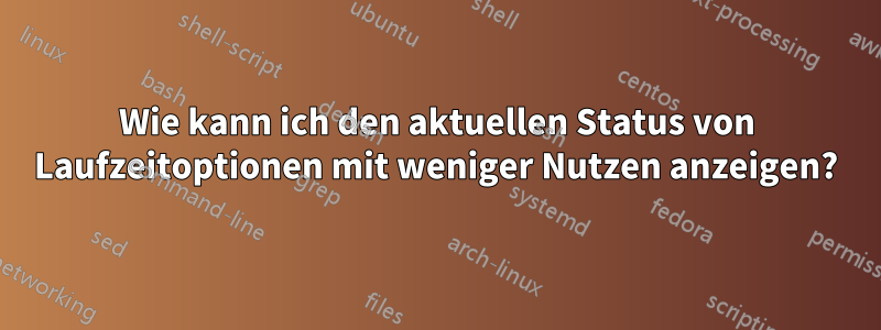 Wie kann ich den aktuellen Status von Laufzeitoptionen mit weniger Nutzen anzeigen?