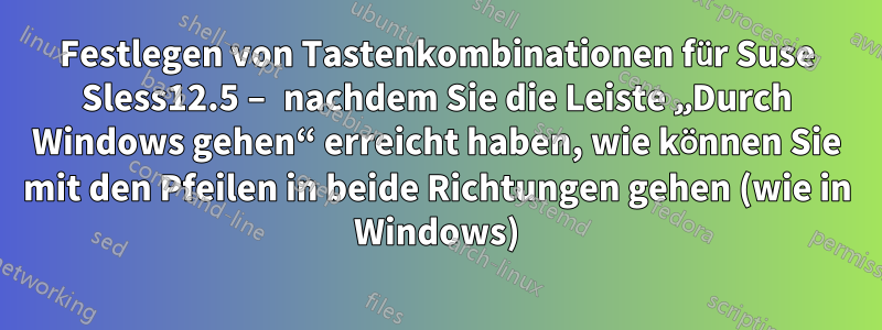 Festlegen von Tastenkombinationen für Suse Sless12.5 – nachdem Sie die Leiste „Durch Windows gehen“ erreicht haben, wie können Sie mit den Pfeilen in beide Richtungen gehen (wie in Windows)