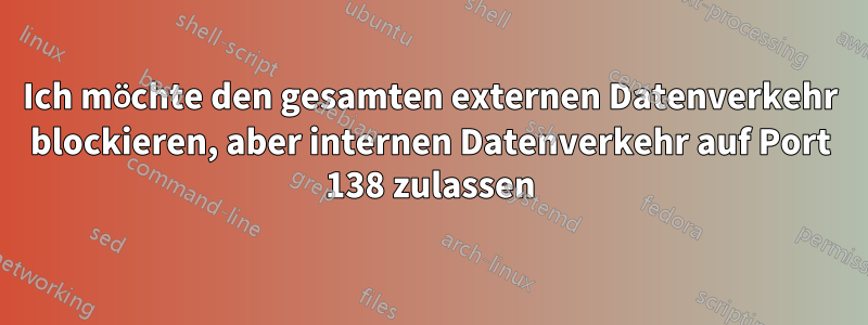 Ich möchte den gesamten externen Datenverkehr blockieren, aber internen Datenverkehr auf Port 138 zulassen