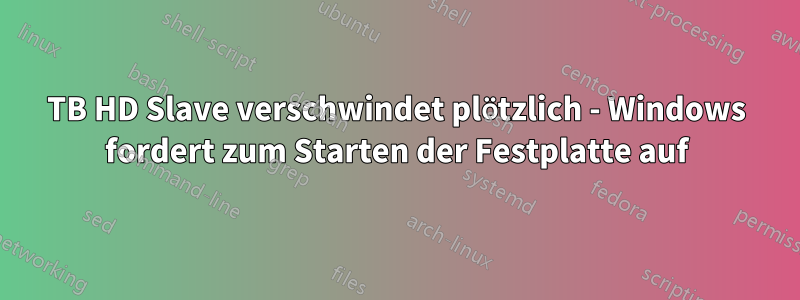 3TB HD Slave verschwindet plötzlich - Windows fordert zum Starten der Festplatte auf