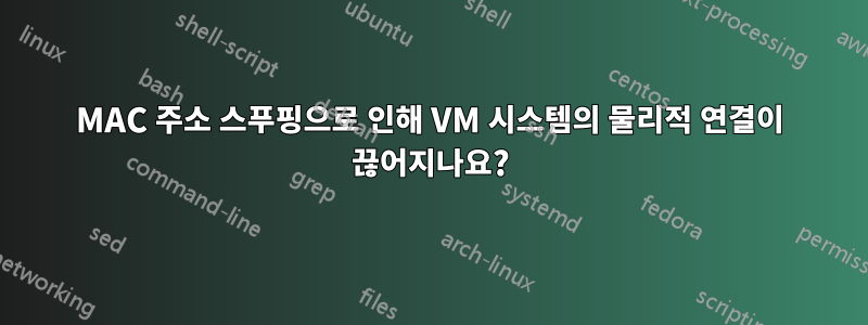 MAC 주소 스푸핑으로 인해 VM 시스템의 물리적 연결이 끊어지나요?