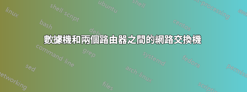 數據機和兩個路由器之間的網路交換機