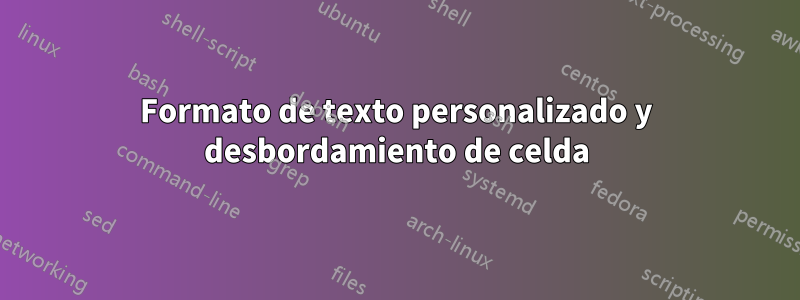 Formato de texto personalizado y desbordamiento de celda