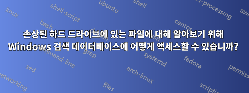 손상된 하드 드라이브에 있는 파일에 대해 알아보기 위해 Windows 검색 데이터베이스에 어떻게 액세스할 수 있습니까?