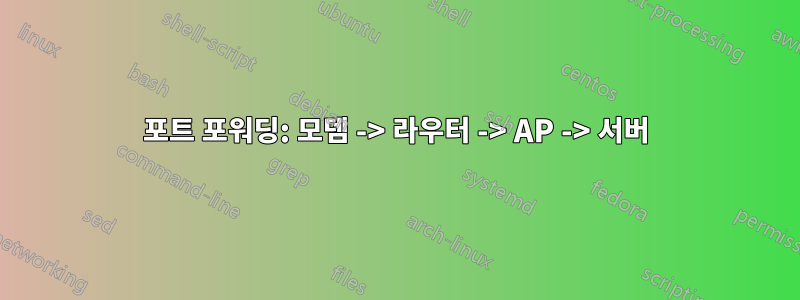 포트 포워딩: 모뎀 -> 라우터 -> AP -> 서버