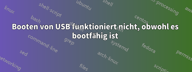 Booten von USB funktioniert nicht, obwohl es bootfähig ist