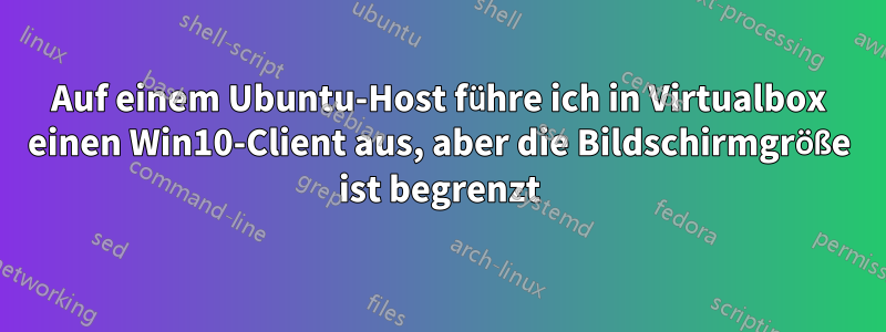 Auf einem Ubuntu-Host führe ich in Virtualbox einen Win10-Client aus, aber die Bildschirmgröße ist begrenzt