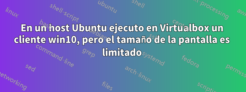 En un host Ubuntu ejecuto en Virtualbox un cliente win10, pero el tamaño de la pantalla es limitado