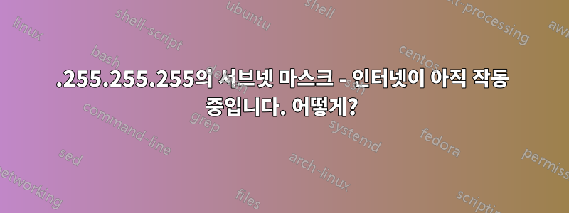 255.255.255.255의 서브넷 마스크 - 인터넷이 아직 작동 중입니다. 어떻게?