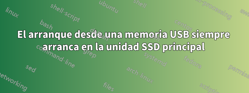 El arranque desde una memoria USB siempre arranca en la unidad SSD principal