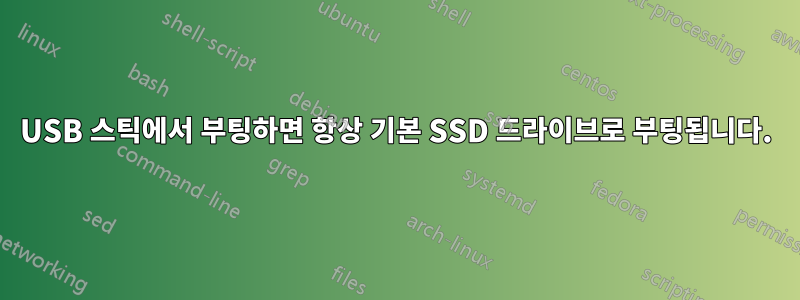 USB 스틱에서 부팅하면 항상 기본 SSD 드라이브로 부팅됩니다.