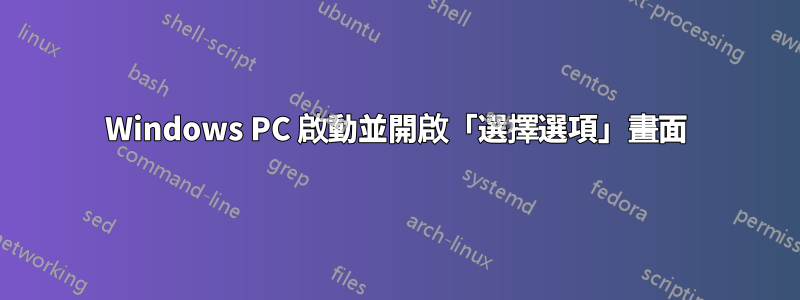 Windows PC 啟動並開啟「選擇選項」畫面