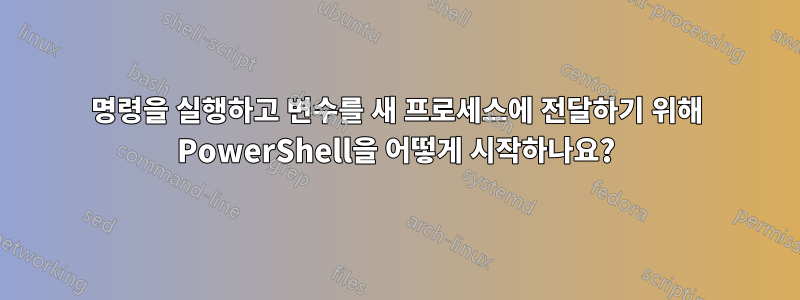 명령을 실행하고 변수를 새 프로세스에 전달하기 위해 PowerShell을 어떻게 시작하나요?