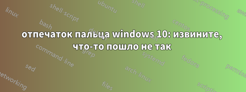 отпечаток пальца windows 10: извините, что-то пошло не так