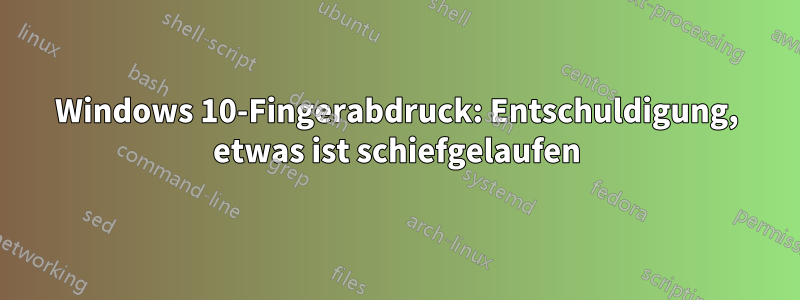 Windows 10-Fingerabdruck: Entschuldigung, etwas ist schiefgelaufen