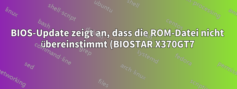 BIOS-Update zeigt an, dass die ROM-Datei nicht übereinstimmt (BIOSTAR X370GT7)