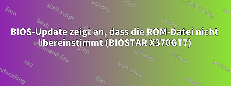 BIOS-Update zeigt an, dass die ROM-Datei nicht übereinstimmt (BIOSTAR X370GT7)